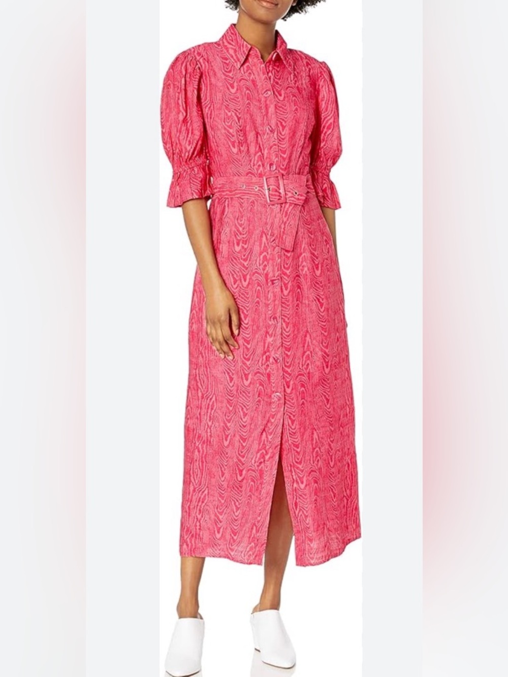 C/MEO Collective Early On Dress Pink Woodgrain NWT Size 8 Lg MIDI
